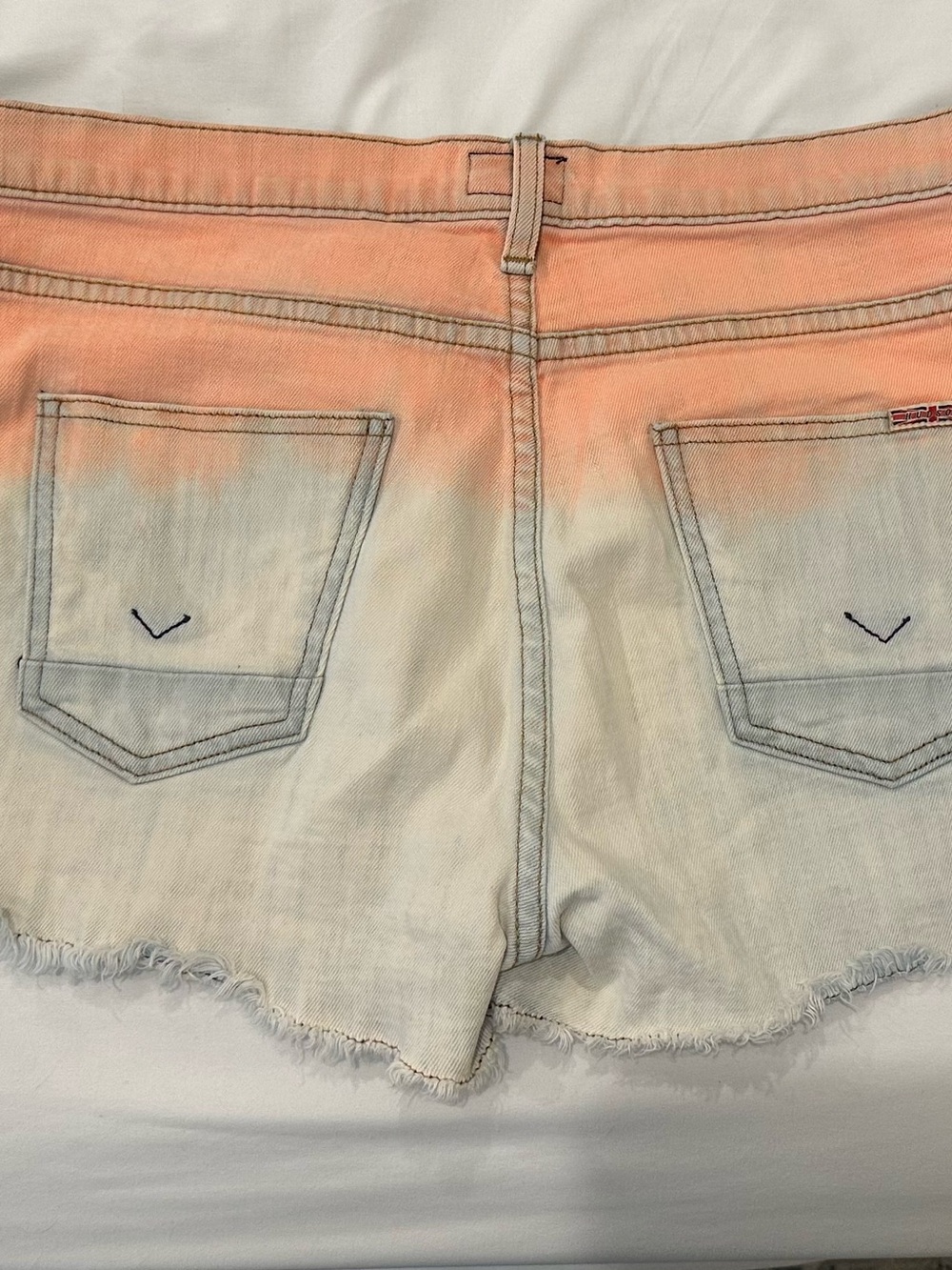 Hudson Jeans Peach-to-Ivory Ombre Denim Cutoff Shorts - Picture 2 of 4